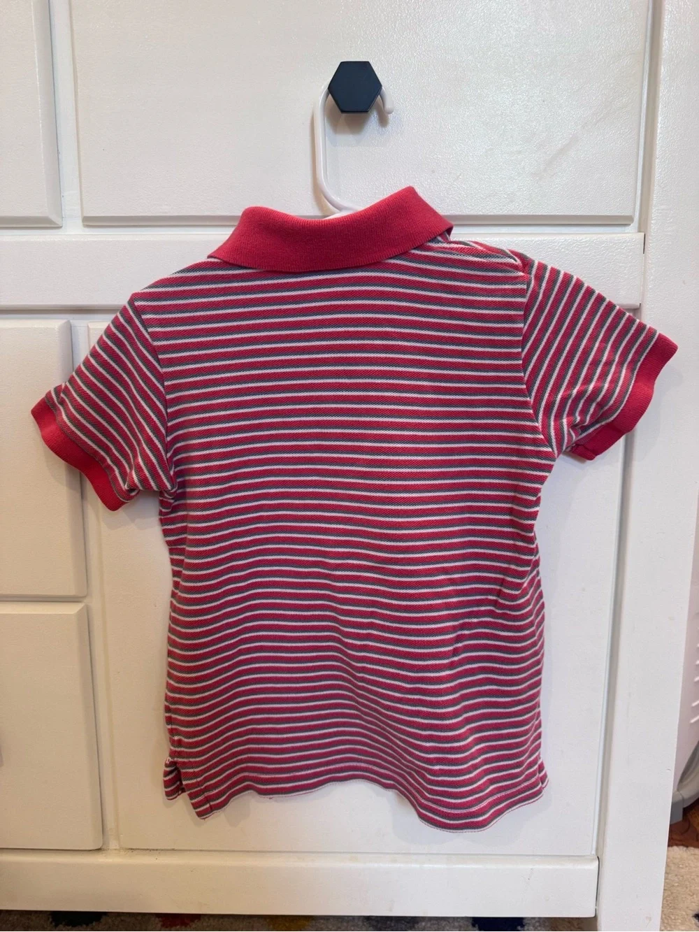 3T Ralph Lauren Red & White Striped Polo with Navy Pony